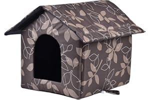 XNSHUN Katzenhaus Für Draußen Winterfest, Faltbare Wasserdicht Wetterfester Katzenhöhle Haustierhaus, Weich Warm Haustierhaus Outdoor Hundehöhle Mit Abnehmbarem Kissen Für Kleine Hund Katze (S)