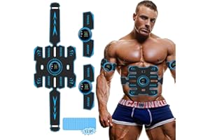 YOUKK EMS Electroestimulador Muscular, 8 Modos y 19intensidades, Abdominales Cinturón,Masajeador Eléctrico Cinturón, Hombresy Mujeres Ejercitador del Abdomen/Brazo/Piernas/Cintura