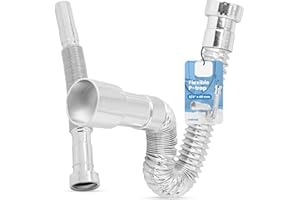 INSTALGURU Półsyfon Elastyczny Harmonijkowy Umywalki Zlewu 6/4'' x 40 mm Chrom Syfon Wzmocniony Odpływ Rurowy Rura Harmonijkowa Odporny Uniwersalny Sanitarny