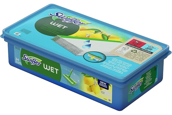 Swiffer Golvmopp våta golvdukar påfyllningspaket med fräsch citrusdoft, för snabb och enkel rengöring