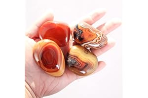 Orientrea Sardonyx Palm Stone-4 Pezzi Sardonyx fasciato in Pietra d'agata Pocket Energy Stone, Smooth Healing Crystal Worry Stone
