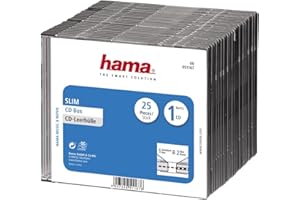 Hama Slim CD Jewel Case | Pack of 25 | Transparent & Black