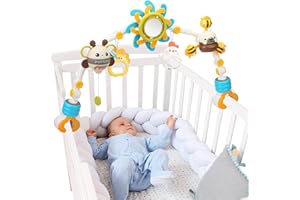 caterbee Barra Giocattolo per Dondolo per Bambini, Arco da Viaggio attività per Giochi per Culla per Neonati e Bambini Piccoli.(Blue)