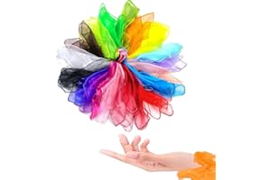 ZeYou Square Jongliertücher 20 Farben,60 x 60 cm Buntes Faltbarer Seidenschal,Tanztücher für Kinder Performance Schals für Kindergarten Kinder Party Aktivitäten Zubehör Dekoration
