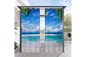 Heavyoff Outdoor Vorhänge Wasserdicht, Wetterfest Sichtschutz Terrasse Sonnenschutz für Balkon Veranda Pergola Gartenlaube 1 Stück, Stil 15, 117x160cm