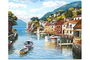 LAISLLA Malowanie według liczb, dla dorosłych, ręcznie malowany obraz olejny, zestaw dla początkujących, zestaw do malowania z 3 pędzlami, farby akwarelowe, łatwe malowanie według liczb, dla dzieci