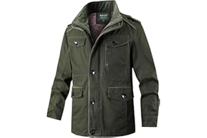 BASTWAHL Saharienne Homme Été - D'extérieur Décontractée Coton Classique Coupe-Vent Cargo Militaire Style Printemps Automne Travail Casual Léger Blouson Veste Demi-Saison Manteau avec Poche