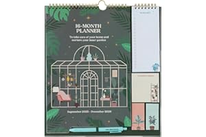 Grupo Erik - Calendrier Plantes - de Septembre 2025 à Décembre 2026 | Planificateur Mensuel 16 mois, Calendrier Familial 2025 2026 avec Crochet