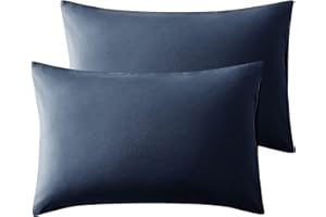 Hansleep Funda de Almohada 40x70cm de Microfibra - Juego de 2 Fundas de Almohadas 70x40cm - Fundas de Cojines de Calidad con una Suavidad Incomparable Azul Marino