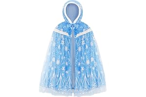 XEPST Mantello Principessa Bambina, Costume Principessa con Cappuccio Mantello Blu Della Principessa Accessorio Scialle Cape Ragazze da Costume Halloween Carnevale Cosplay Festa Compleanno Regalo
