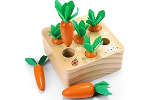 Wdmiya Baby Toys for 12 Months Wooden Montessori Toys Baby Sensory Carrot Sorting Toy Toddlers Educational Toy for 1 2 3 Years Old Boys Girls, Babies 1st Birthday Easter Gifts