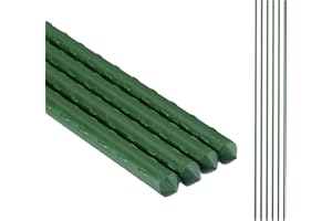 Relaxdays Tutores para Plantas, Pack de 10, 100 cm, Ø 10 mm, Soportes Tomateras y Trepadoras, Acero Plastificado, Verde, Plástico