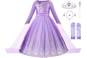 JerrisApparel Mädchen Prinzessin Kostüm Paillette Schnee Party Halloween Verkleidung (4 Jahre, Violett Mit Zubehör)