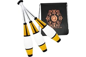 Juggle Dream 3 x Euro Clubs - Gold - Great Beginner to Intermediate Juggling Clubs with Cascade Juggling Bag