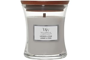 WoodWick Scented Candle with Crackling Wick | Lavender & Cedar Mini Hourglass Candle | Up to 20 Hours Burn Time | Perfect Gifts for Women