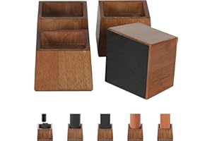 TQVAI 4er-Set Betterhöher Möbelerhöher Möbelfüße Holz Unterstützt bis zu 1000KGS Schwer Tischbein Verlängerung Sofa füße Tisch Couch Hubhöhe von 3 Zoll, Retro Braun