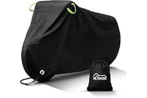 Rockoo Bike Cover for Outdoor Storage for 2 Bikes, Heavy Duty 190T Nylon Waterproof Dustproof with Lock Holes and Storage Bag, Perfect for Mountain Road Bikes Bicycle Cover – Black