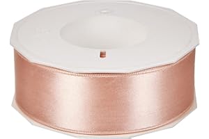 PRÄSENT C.E. PATTBERG Nastro raso colore albicocca, nastro di raso per impacchettare regali, lungh. 25 m, largh. 40 mm, nastro per pacchi regalo, per decorare e bricolage, per varie occasioni