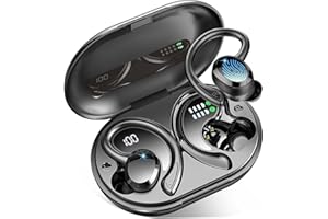 RULEFISS Wireless Earbuds, Wireless Headphones with HD Mic, Stereo Noise Cancelling Earbud, 48H Bluetooth 5.3 Headphones Dual LED Display, Sport Wireless Earphones with EarHooks, USB-C, IP7 Waterproof Ear Buds