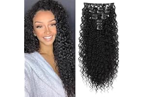 XFSRG Extension capelli ricci afro con clip posticcio voluminoso e realistico, facile da applicare, perfetto per feste a tema, concerti, look quotidiani e abbinamenti di moda originali (Nero-1b)