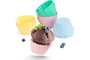 Backefix Silikonowe foremki do muffinek, zestaw 24 sztuk, rozmiar XXL o wymiarach 7,5 x 4 cm, wielokrotnego użytku, nie zawierają BPA, nieprzywierające, silikonowe, pastelowe