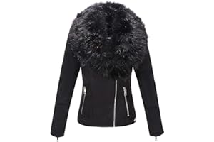 BELLIVERA Giubbotto Corto da Motociclista in Pelle Scamosciata da Donna Capispalla Foderato in Sherpa con Collo in Pelliccia Rimovibile