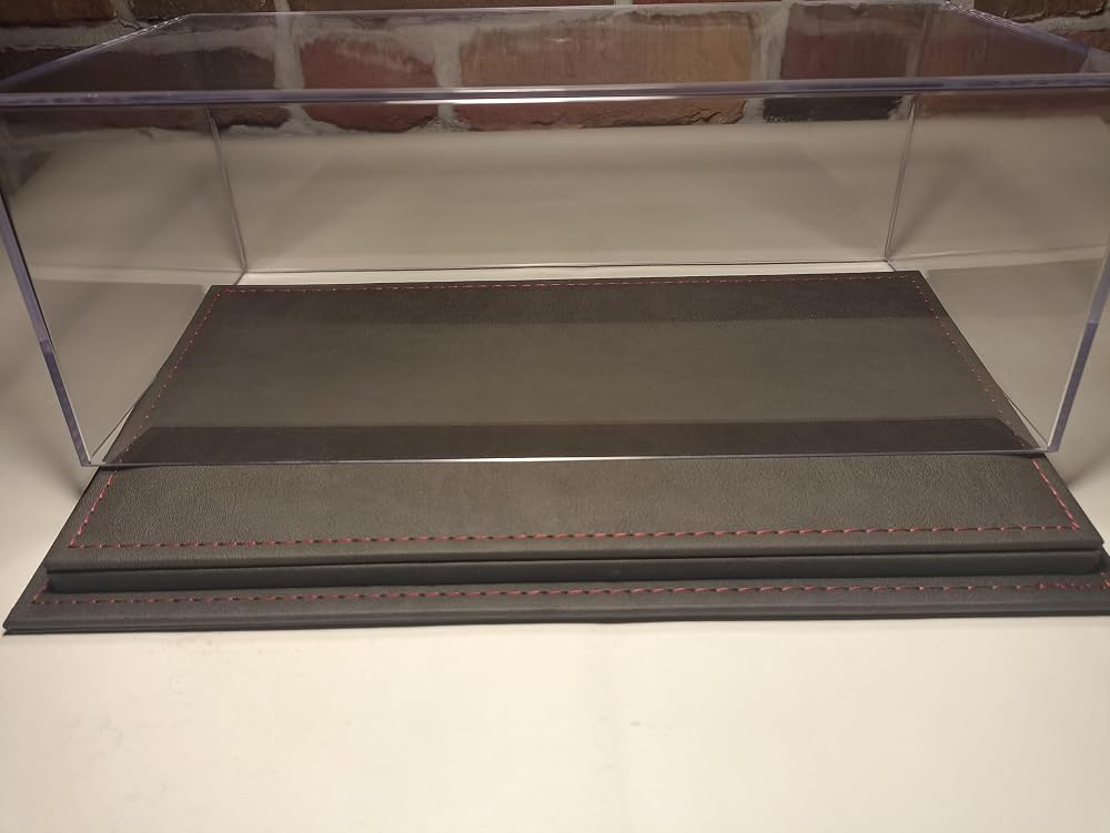 PLEKSİ SERGİ KUTUSU. 1/18 ÖLÇEK ANTRASİT DERİ (KIRMIZI DİKİŞ)