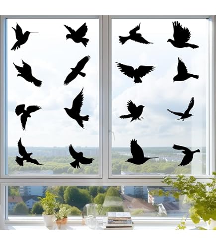 Blulu Adesivi per Finestra Colibrì Anticollisione - Decalcomanie per Prevenire l'Uccello Scioperi sul Vetro - Non Adesivi in Vinile (6 Pezzi