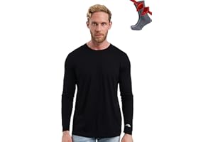 Merino.tech Camiseta Lana Merino Hombre Manga Larga - 100% orgánica de Lana Merino Camisetas Manga Larga Hombre Capa Merino Base Layer