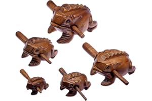 LOGOPLAY Set de 5 Grenouilles Sonores - Grenouilles Musicales - Instruments de Percussion en Bois