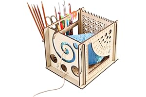 HONMOK All-in-one Wooden Yarn Bowls Yarn Holder for Crochet Yarn Storage for Knitting Multifunctional Knitting Tool Accessories Yarn Organizer for Crochet Gifts for Knitters Crochet Lovers
