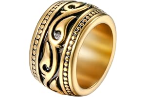 Flongo Anillo para hombre y hombre, anillo de sello, anillo de banda para el pulgar de acero inoxidable, anillo de sello celta celta, anillo de compromiso de plata y oro, joyería para hombre