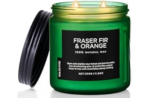 ‎M&SENSE M&SENSE Frasier Fir Orange Scented Candle 330g ungiftige Sojawachskerze für Zuhause bis zu 70 Stunden 2 Baumwolldochte Tannenbaums-Duftglaskerze Weihnachts-Aromatherapiekerze zur Entspannung
