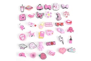 DORART HOME Fibbia per Scarpe Cavernose，30pcs Rosa Scarpe Charm Charm Accessori Gioielli Clip Decorativi Motivo Animato Zoccolo Ornamento Sandali Scarpe Alligatore Per Ragazza Bambino Adulto