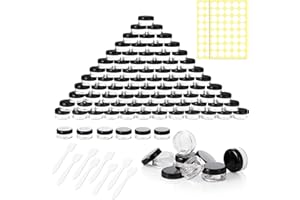 WUERQIE 80 Stück Döschen,3ml/3g Leerdose Mini klarer Tiegel Probe Transparentes Cremeglas Kosmetikflaschenbehälter mit Schraubverschluss Reiseset,Verwendet für Lippenbalsam,Lotion,Creme(Schwarz)