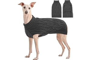 Kuoser Warm Hundepullover, Rollkragenpullover für Kleine und Grosse Hunde, Fleece Hundepullover Grau XL