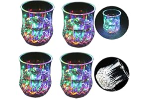 Zeerkeer 4 Pcs Verre Lumineux Led, Verre Mojito Verres Led Acrylique Verre Incassable Texture PC Verres à Liqueur Led Verre à Boisson Automatique Led Pour Bar Fête pour FÊte Club Bar - IdÉe Cadeau
