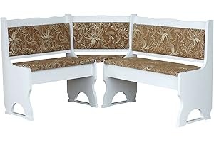 k koma Imbottitura Panchina angolare in legno di pino, colore bianco con imbottitura in legno massiccio – nuovo fiore chiaro (120 x 180)