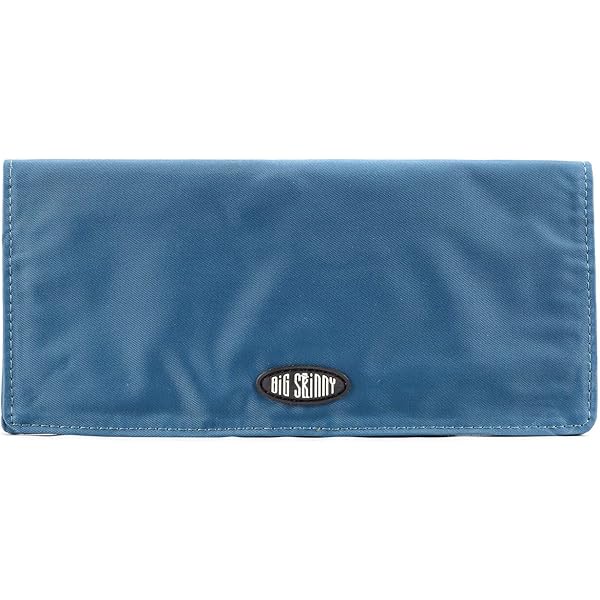 Big Skinny Women's Panther Leather Clutch Wallet – Slim Design Holds 40+ Cards, Ocean Blue