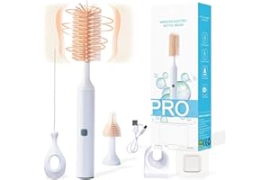 Ivywind Elektrische Babyflaschenbürsten,3-in-1 wasserdichte Silikon-Babyflaschenbürste, Saugerbürste,Strohhalmreiniger,Zwei-Geschwindigkeits-Reinigungsmodus,360° Drehbare,1200 mAh (Rosa)