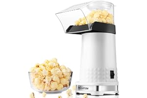 Nictemaw Machine à popcorn Blanc, 1200W Popcorn Maker Sans graisse ni huile, Snack sain pour la maison
