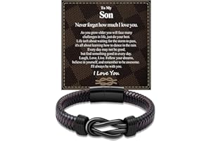 BOCHOI Bracelet for Dad To My Dad/Son/Granddad/Boyfriend/Man/Brother Bracelet, Braided Leather Bracelet for Dad/Son/Granddad/Husband/Man/Brother Christmas Gifts, Bracelet Gifts for men