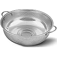 ECVV |20CM| Multipurpose Stainless Steel Colander Strainer Drainer with Handle for Rice Fruits Vegetable Noodles Pasta Beans Grains Washing Filter Basket for Kitchen Bowl Storing and Straining Purpose