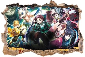 GRENRIC Demon Slayer Tapeten-Wandaufkleber, Kinderzimmer, Hintergrund, Wanddekoration, Anime-Poster, Aufkleber, Geburtstagsparty-Zubehör, Dekoration