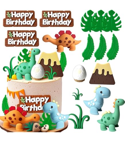 Dinosaurier Torten-Deko Set - 15-teilig Für Kindergeburtstag & Dino-Party
