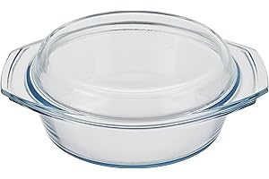 SIMAX 021 001 002 Asador redondo de 1litro + tapa 0, 4 litros, 1 Litro, vidrio, transparente, 18.2 x 18.2 x 9.3 cm