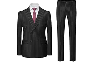 GENERIC Abito da Uomo a Righe Sottili, 2 Pezzi, Doppiopetto, Smoking, Slim Fit, Giacca, Pantaloni, Blazer, Ballo di fine Anno