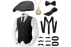 WEARXI 20er Jahre Herren Accessoires, Halloween Kostüm Herren, Peaky Blinders Kostüm, Mafia Halloween Kostüm Herrens Hosenträger, Karneval Kostüme Herrens,1920er Zubehör Kostüme für Partys