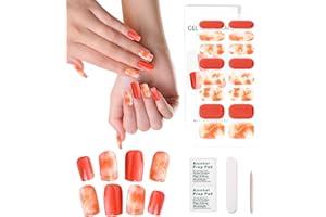 CHIOSA Gel Vernis à Ongles Autocollants, 16 Nail Stickers Bandes, Autocollants Auto-adhésifs pour Vernis à Ongles, Gel Semi-Durcis Wraps Nail Art Stickers Extra Long Nail Stickers pour Femmes