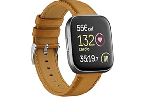 YASPARK Pelle Cinturino per Fitbit Versa 2, Cinturino Elegante in vera Pelle Cinturino per Fitbit Versa 2, Fitbit Versa, Fitbit Versa Lite, Fitbit Versa SE, Pelle Cinturino per Uomini e Donne